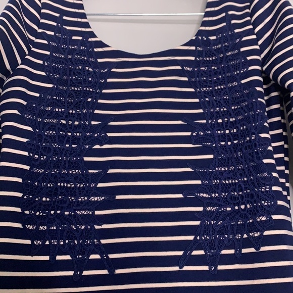 Free People Dress Striped Blue Lace Nautical Fit Flare Mini medium - Picture 3 of 8